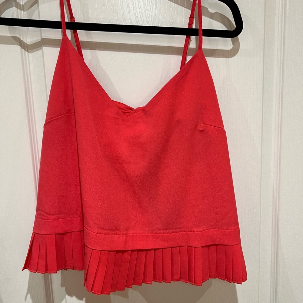NWT Red Pleated Hem Women's Top